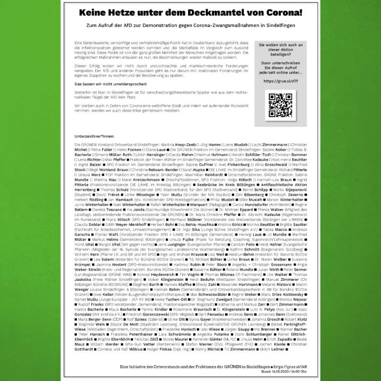 Offener Brief: Keine Hetze unter dem Deckmantel von Corona.