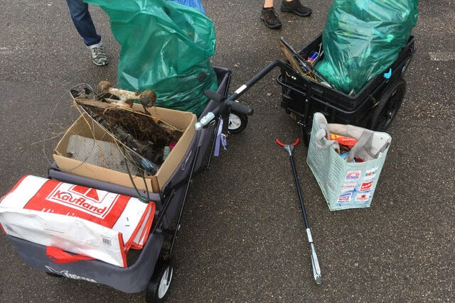 Aufgesammelter Müll im Rahmen einer Putzete des Grünen OV